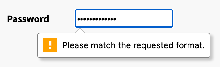 html5 password validation not passing