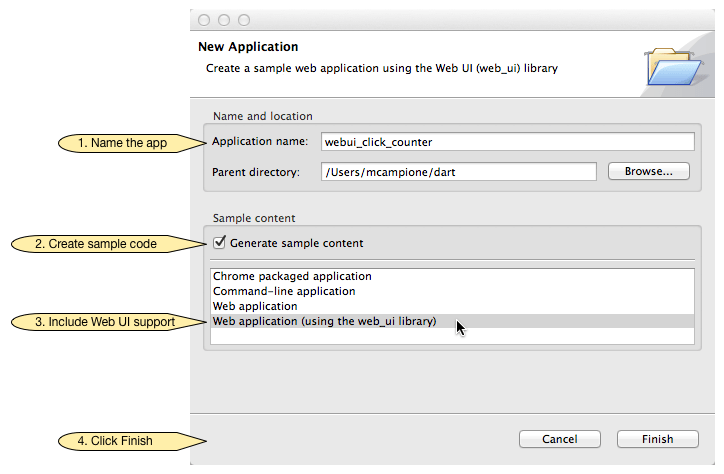 Where Is The Web Ui Wizard In The Dart Editor Stack Overflow