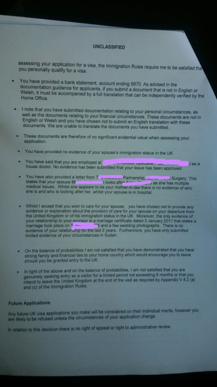 I Ve Applied For A Uk Standard Visitor Visa To Attend To My Sick Husband But My Application Was Refused How Should I Reapply Travel Stack Exchange