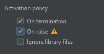 showing the activation policy part in the settings, with On raise set