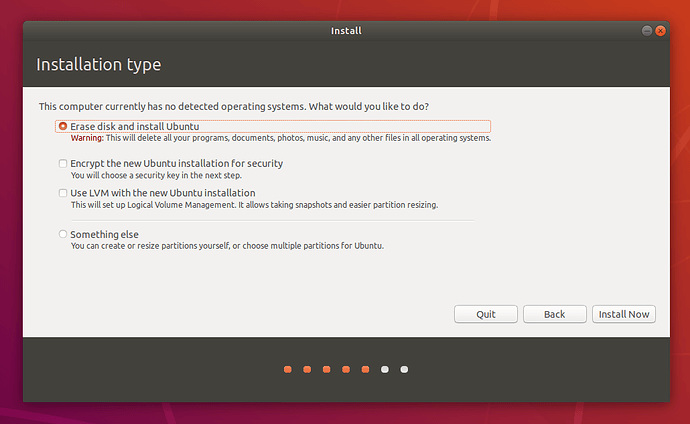 Image for the installation options given