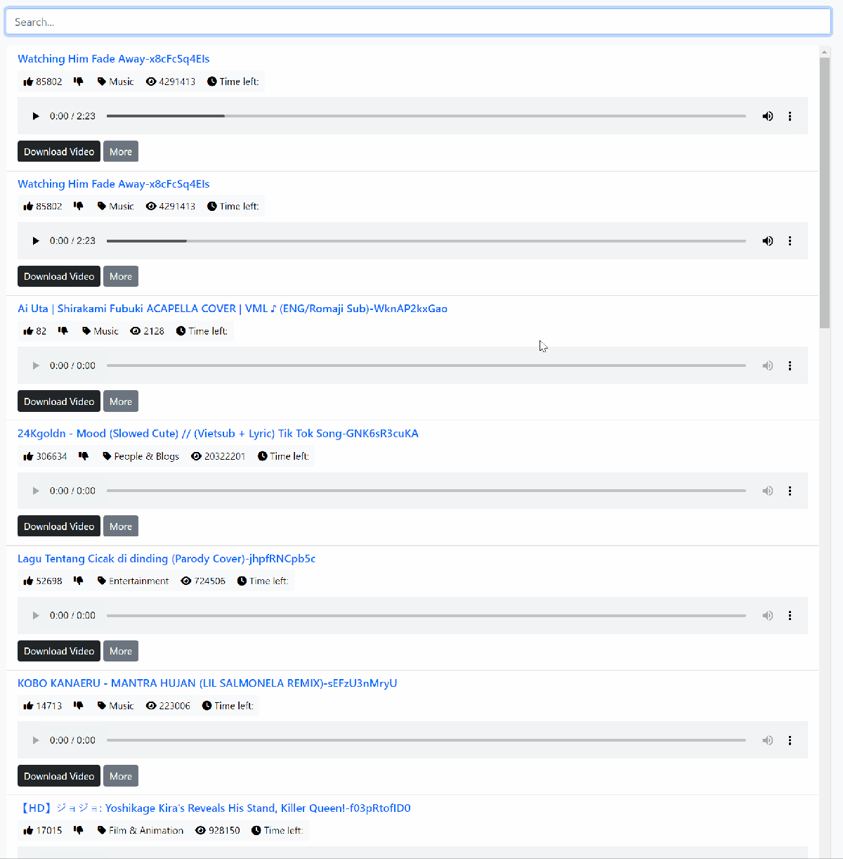 My application output