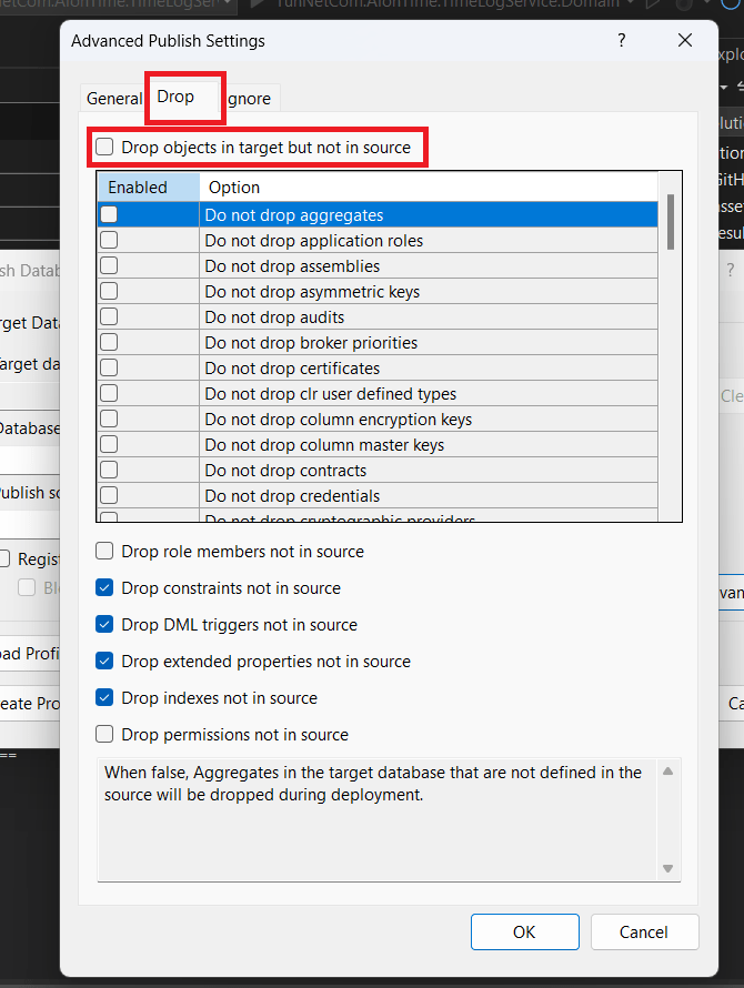 Drop tab
