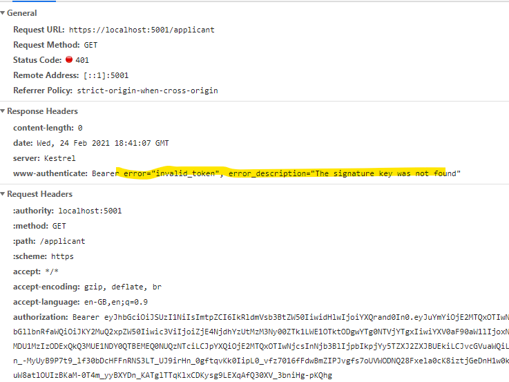 “bearer error=”invalid_token”, error_description=”the signature is invalid”” is published by prateek . Blazor Web Assembly Hosted Bearer Error Invalid Token Error Description The Signature Key Was Not Found Stack Overflow