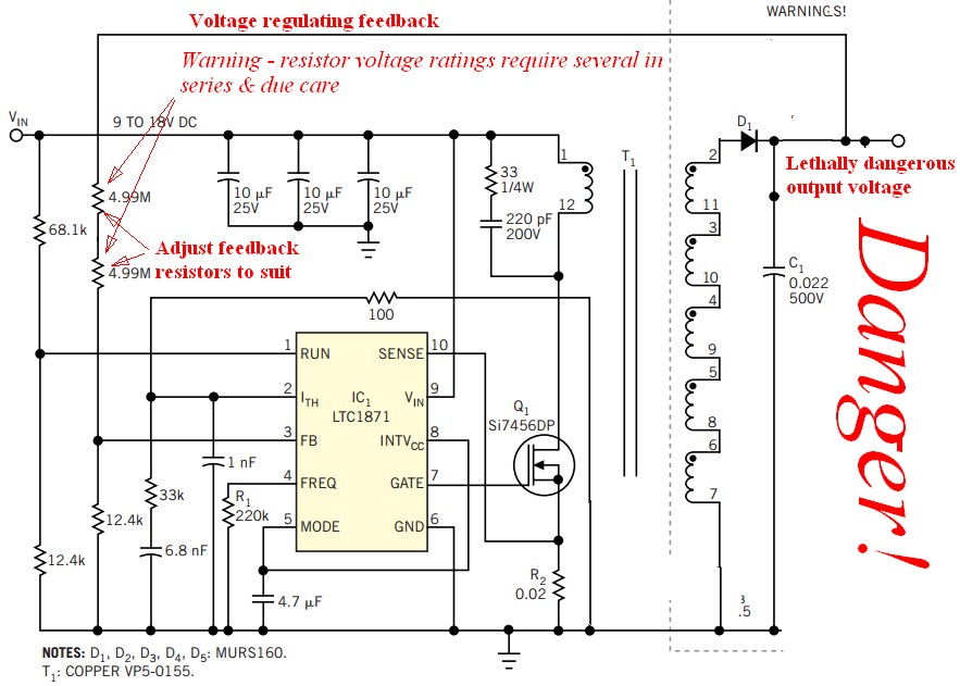It is equivalent to a flyback converter using a single . high voltage - 3V to 500V DC converter - Electrical