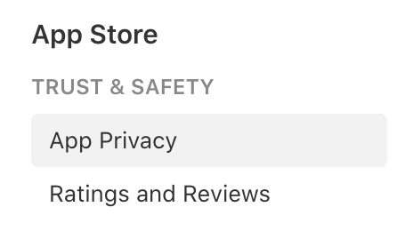 App Privacy Details on App Store Connect