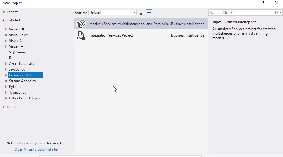Visual Studio 2017 Has No Business Intelligence To Create Ssis Package Stack Overflow