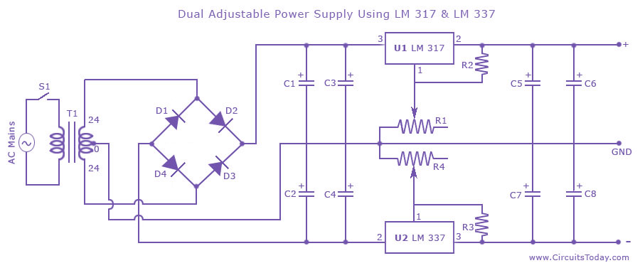 Dual Variable Power Supply With Lm337 And Lm317 Electrical