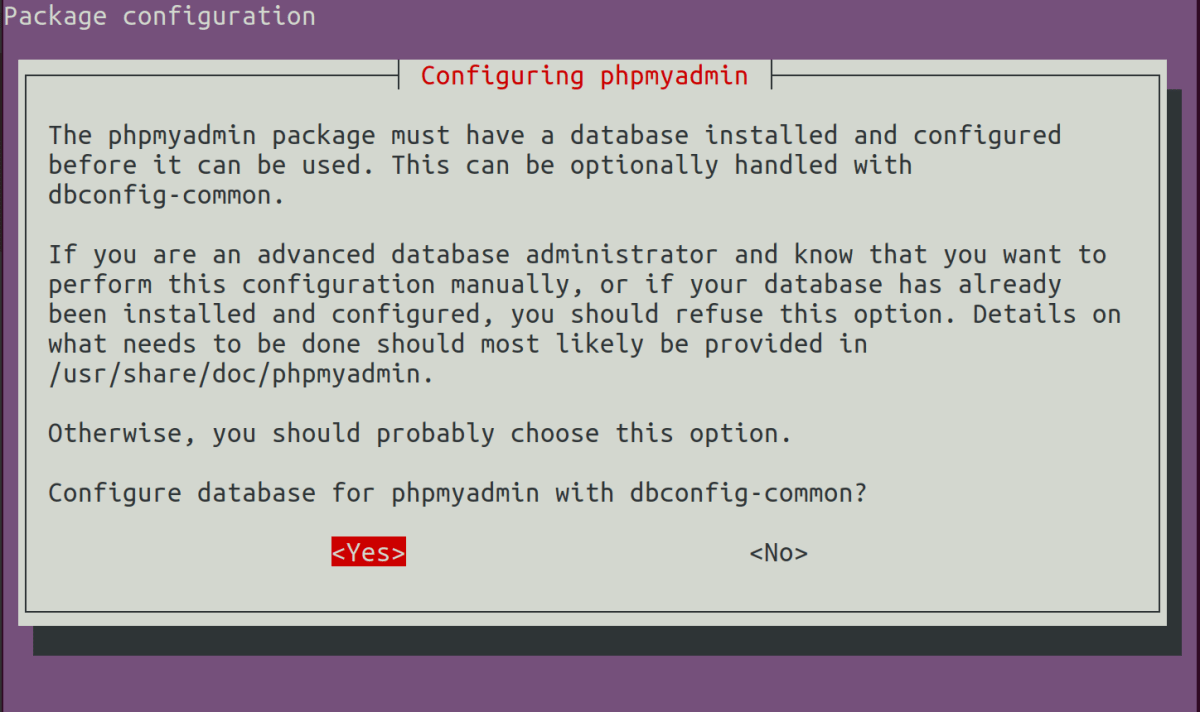 phpmyadmin configuration