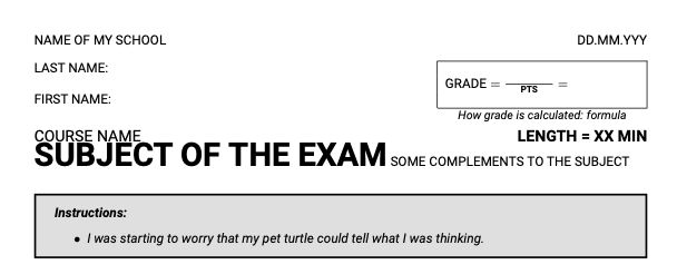 Exam Paper Header Tex Latex Stack Exchange - Light Image Collection - Mobile Quality