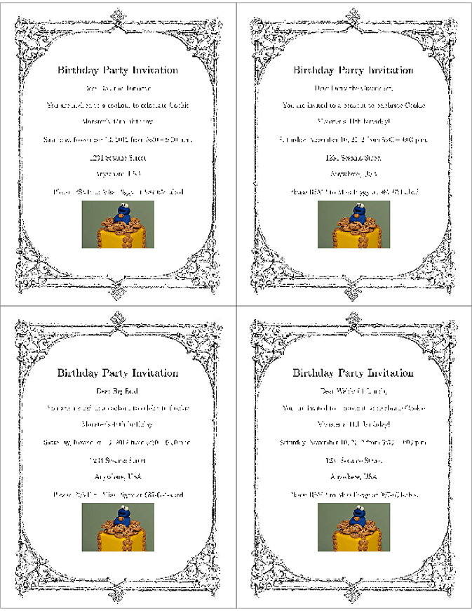 How Do I Insert Names Into Birthday Invitations Automatically Tex Latex Stack Exchange