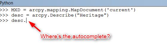 Why Doesn T The Python Window In Arcgis Autocomplete Arcpy Describe - Premium Geometric Picture Gallery - Retina