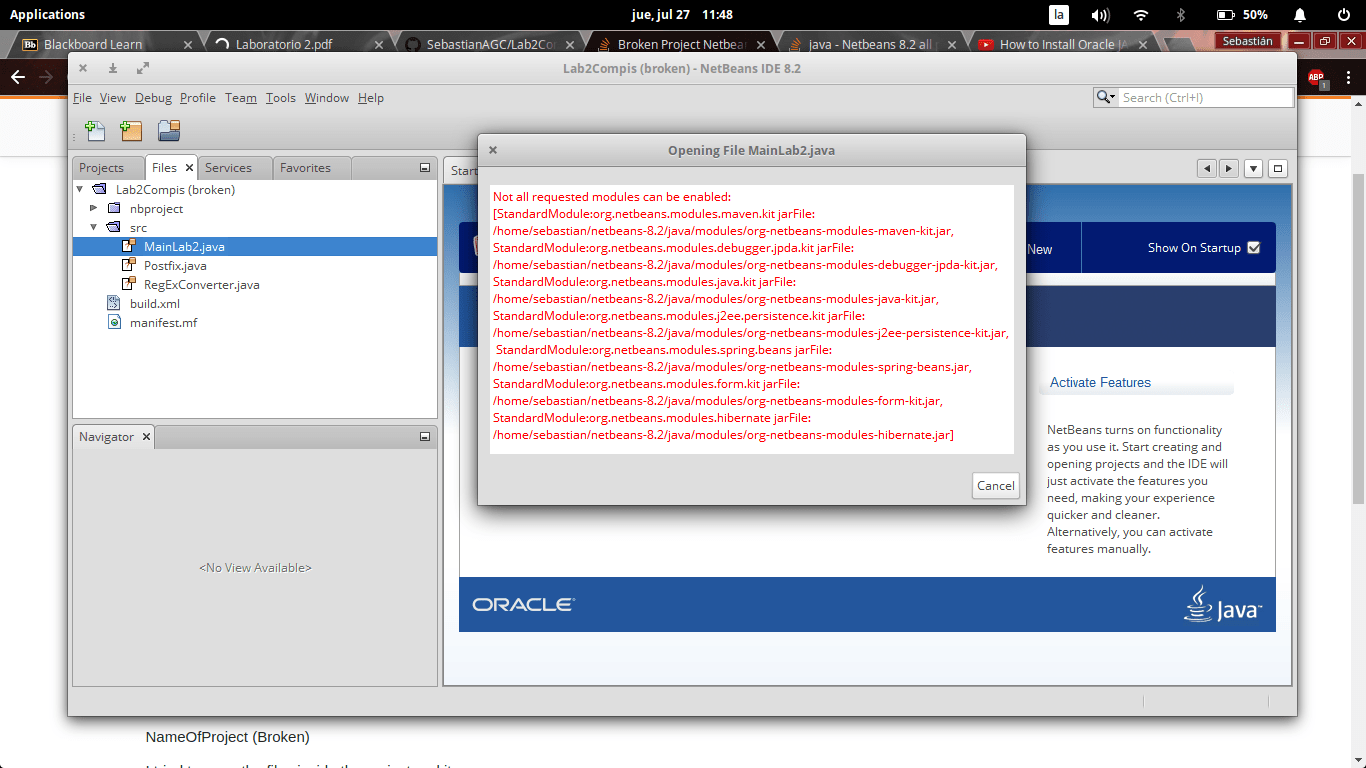 There are several ways to create a table in the database through the netbeans ide. Java Broken Project Netbeans 8 2 For Linux Stack Overflow