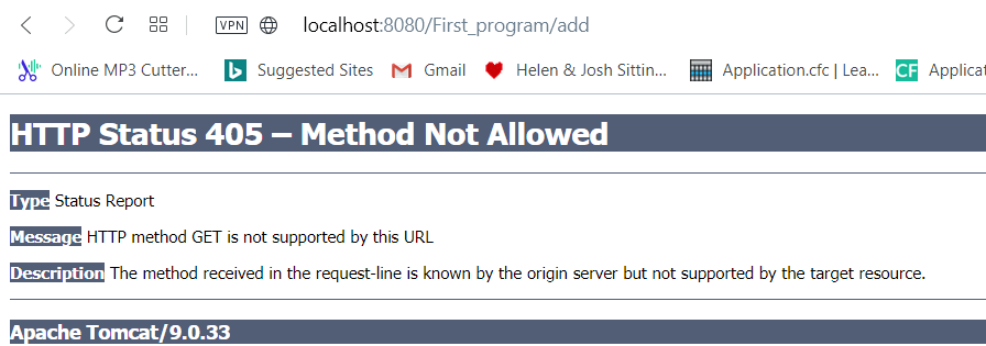 displays Http Error 405 Method Not Allowed stack overflow