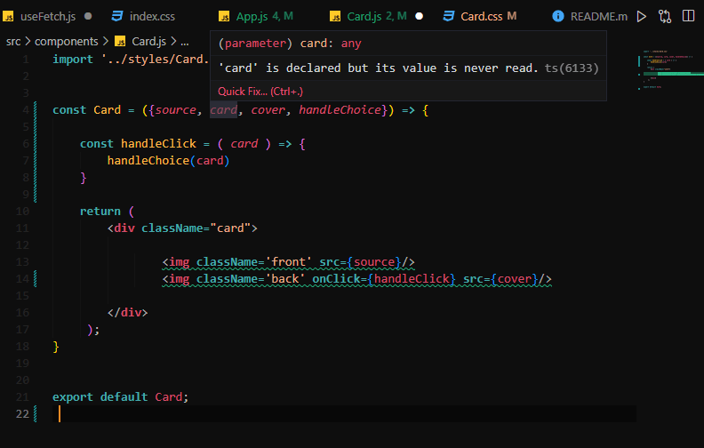 Screenshot of the child component