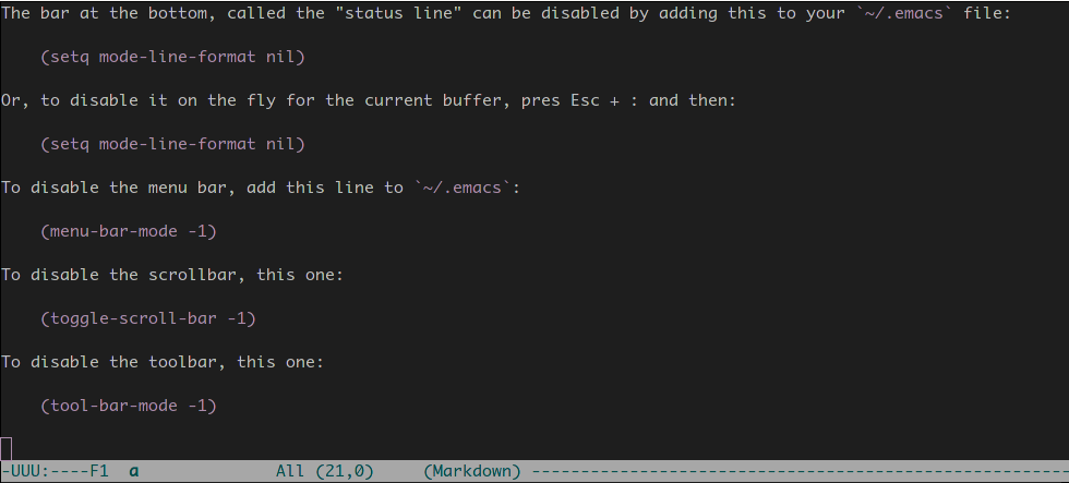 screenshot of emacs with the status bar