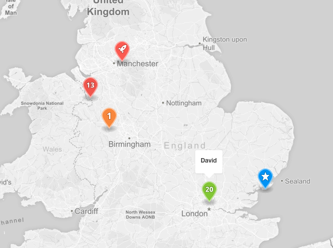 Markers over map example