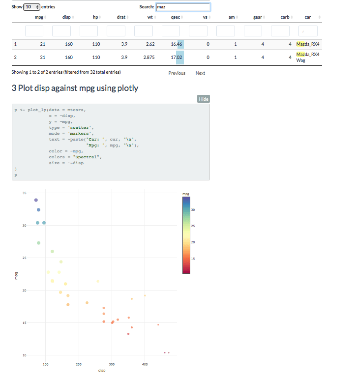 Html interactive table