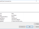 Visual Studio Extensions Pre Post Build Event Command Line Dialog Box