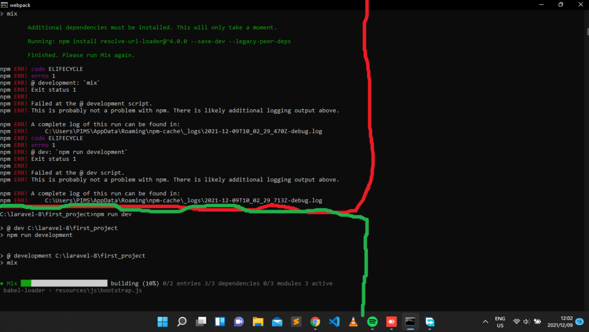 Error Displayed during the first npm command run