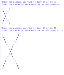 python nested loops pattern using drawing else odd number display rows user statement input wish they stack