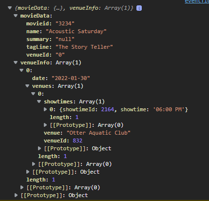 array in console