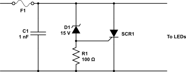 Zener Diode Fuse Overvoltage Protection For Leds With