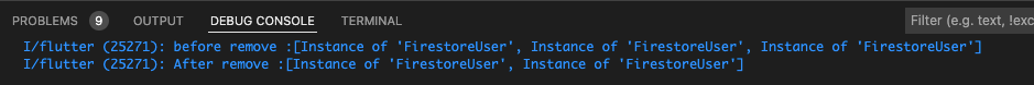Screenshot from the Debug console