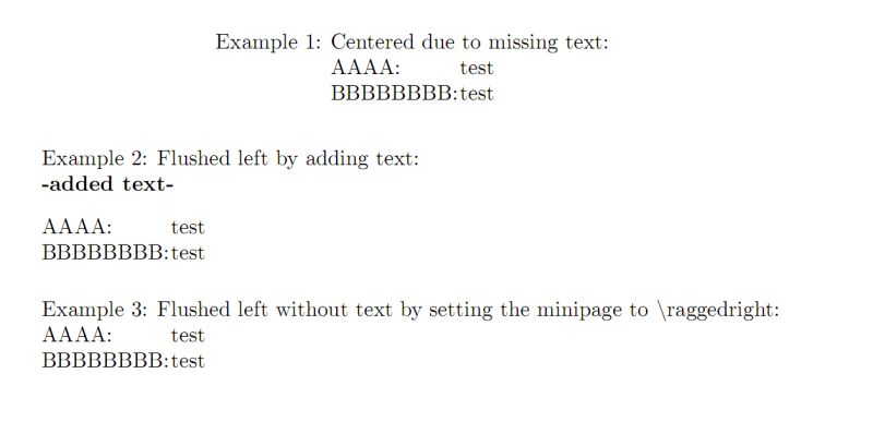 Horizontal Alignment Raggedright Behavior With Minipage And Tabbing - Light Wallpapers - Stunning Retina Collection
