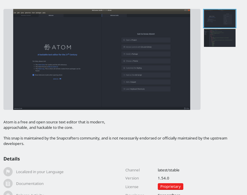 License Why Gnome Software Is Saying That Atom Is Proprietary Ask Ubuntu