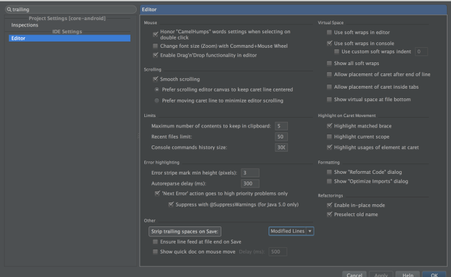 How To Remove Trailing Whitespace On Save In Intellij Idea Youtube 