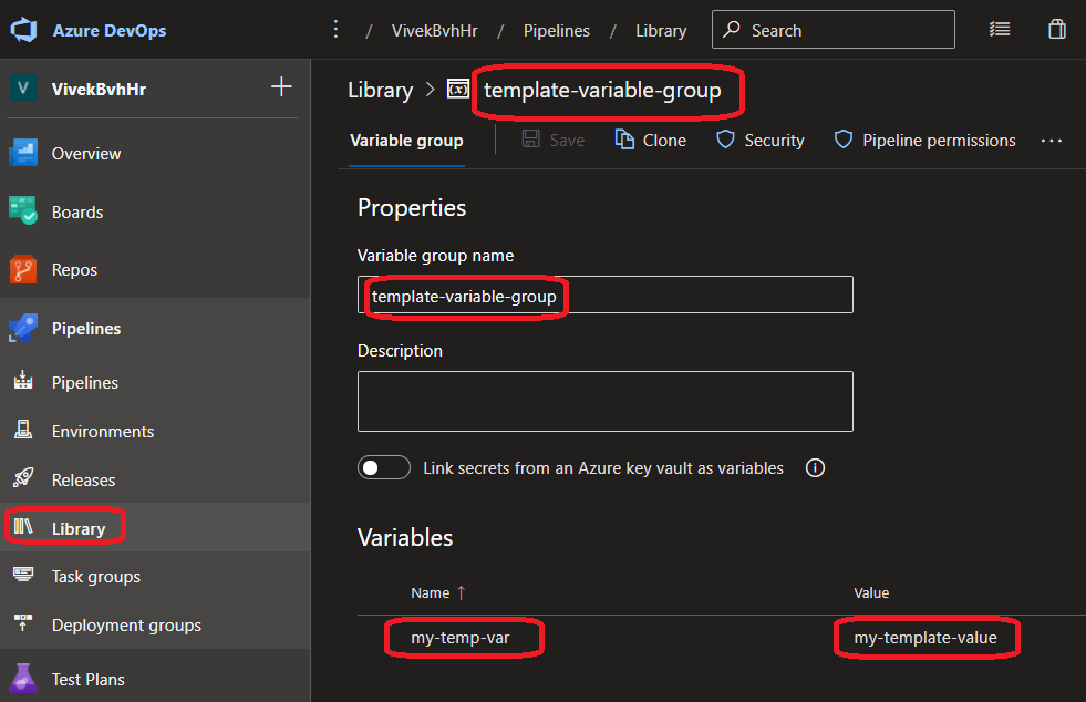 Defining Variable Group in Azure DevOps