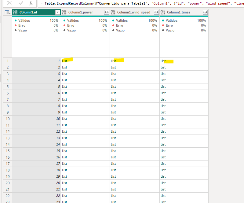 After expanding the list