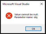 Net Visual Studio 2022 Value Cannot Be Null Parameter Name Obj