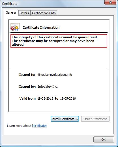 This happens when the server that you are installing workbench server has no connection to the internet and the windows operating system is . Invalid Digital Signature In Self Signed Certificate Stack Overflow