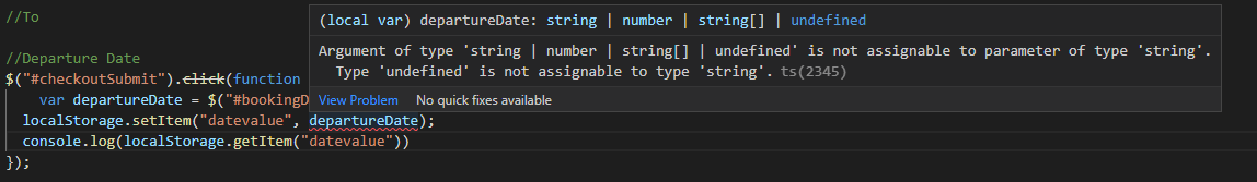 Error I get