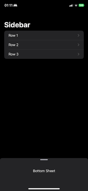 Bottom sheet showing in the sideview at launch