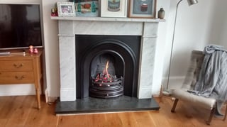 White And Gray Cement Fireplace Tiles Design Ideas