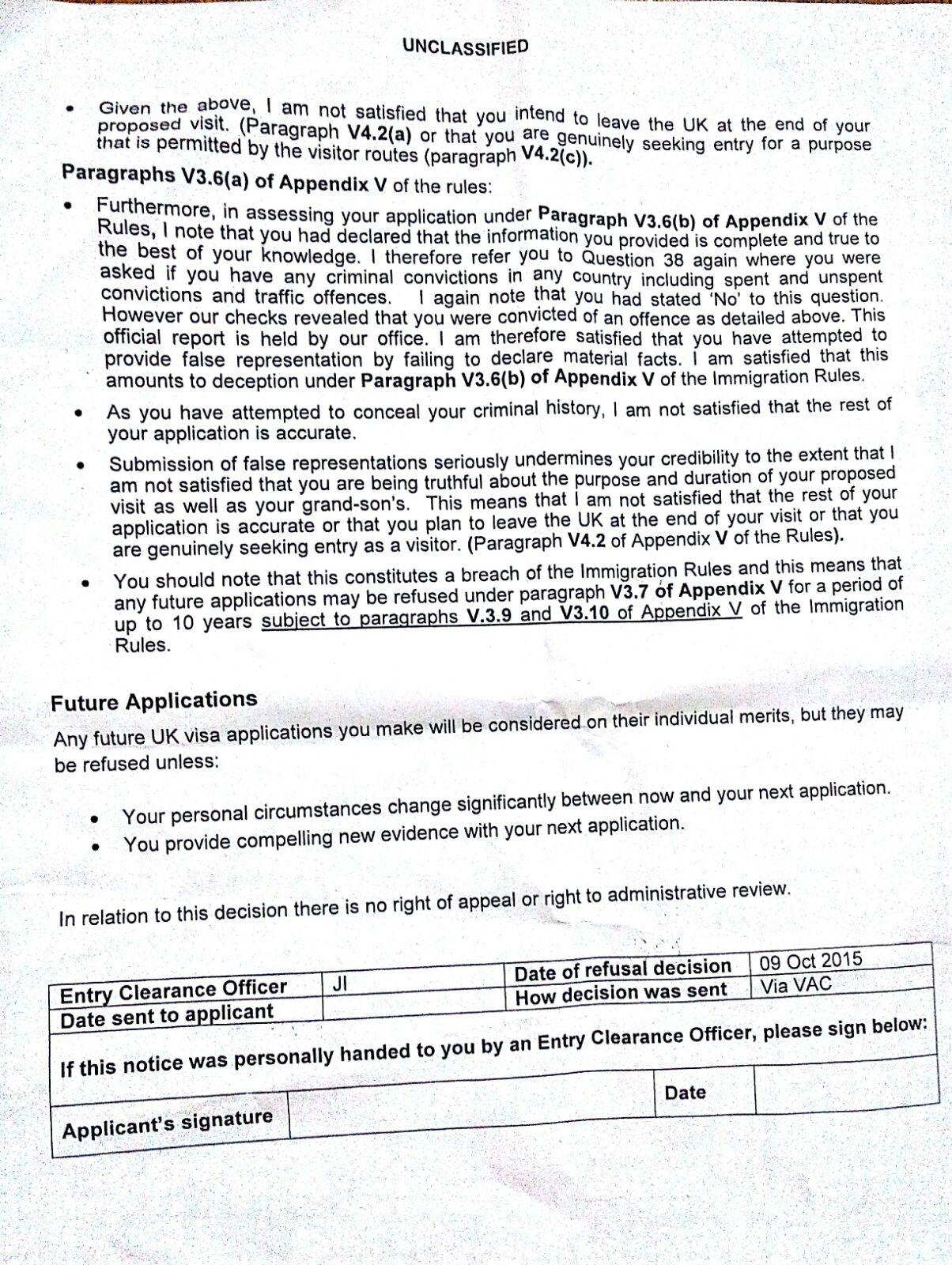 Standard Visitor Visa Refusal Deception V3 6 B And Procedure For Reapplying Travel Stack Exchange