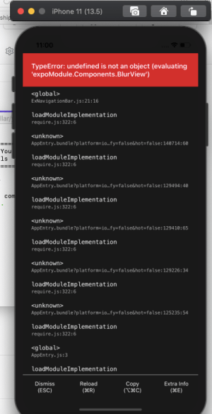 error react native some undefined evaluating object components simulator device running facing trouble expo issue link app project