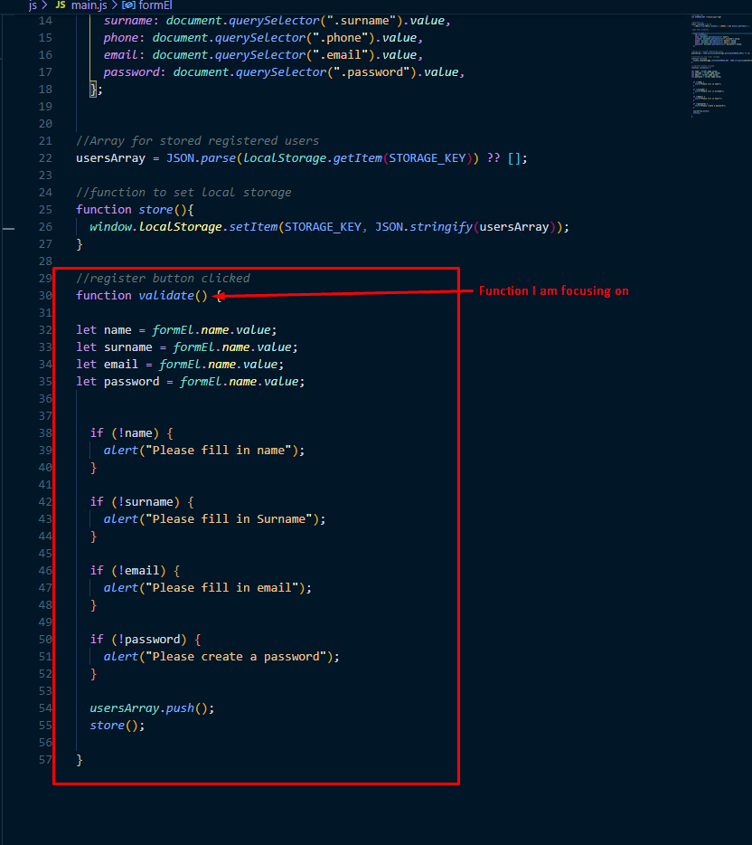 piece of code I am focusing on