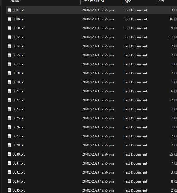 All text files