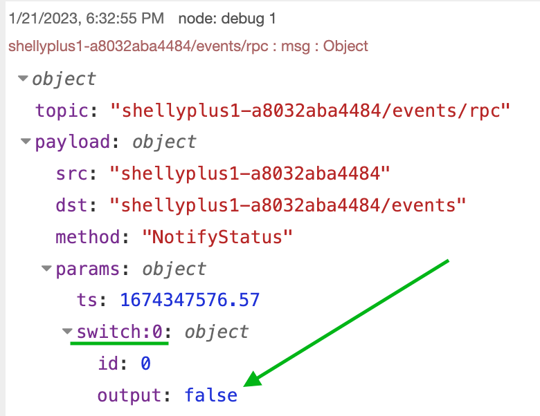 Node-Red Object Debug