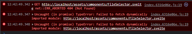 error from google dev tools console