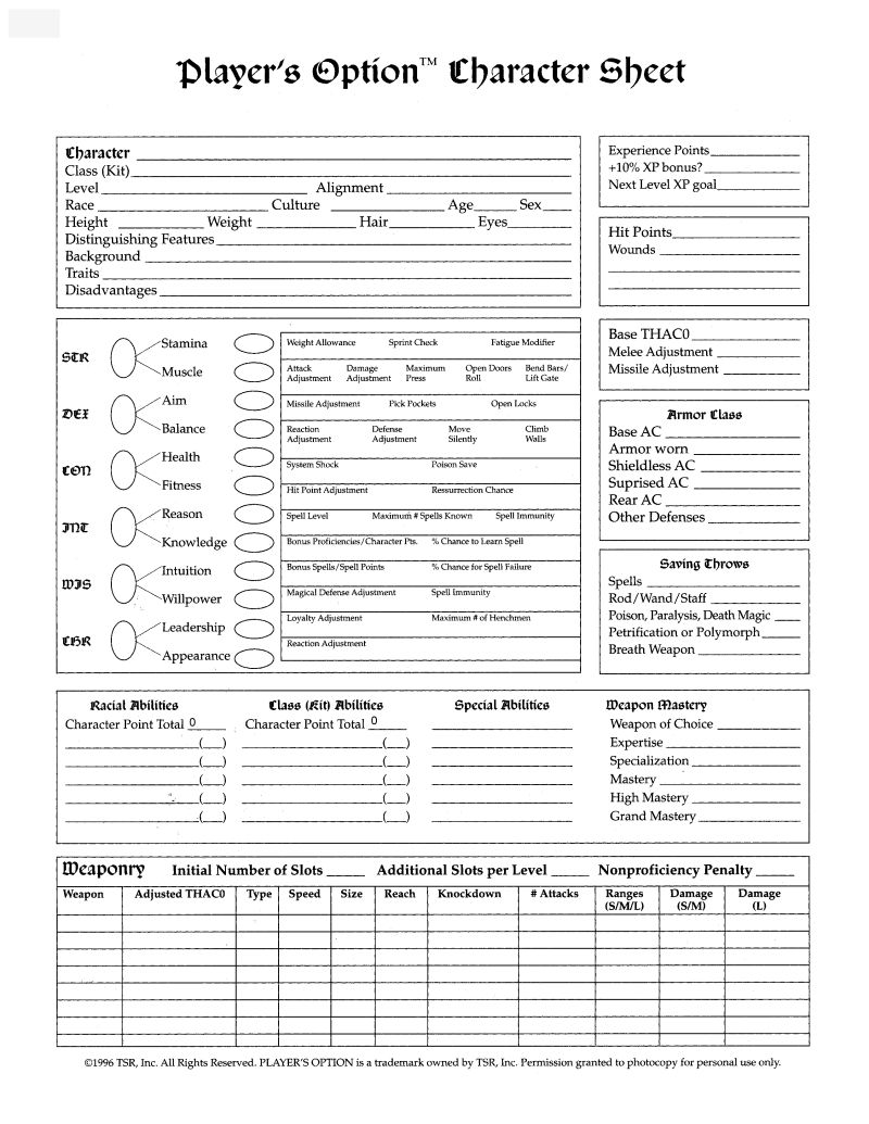 Ad D 2e Character Sheet - Amazing Vintage Photo - 4K