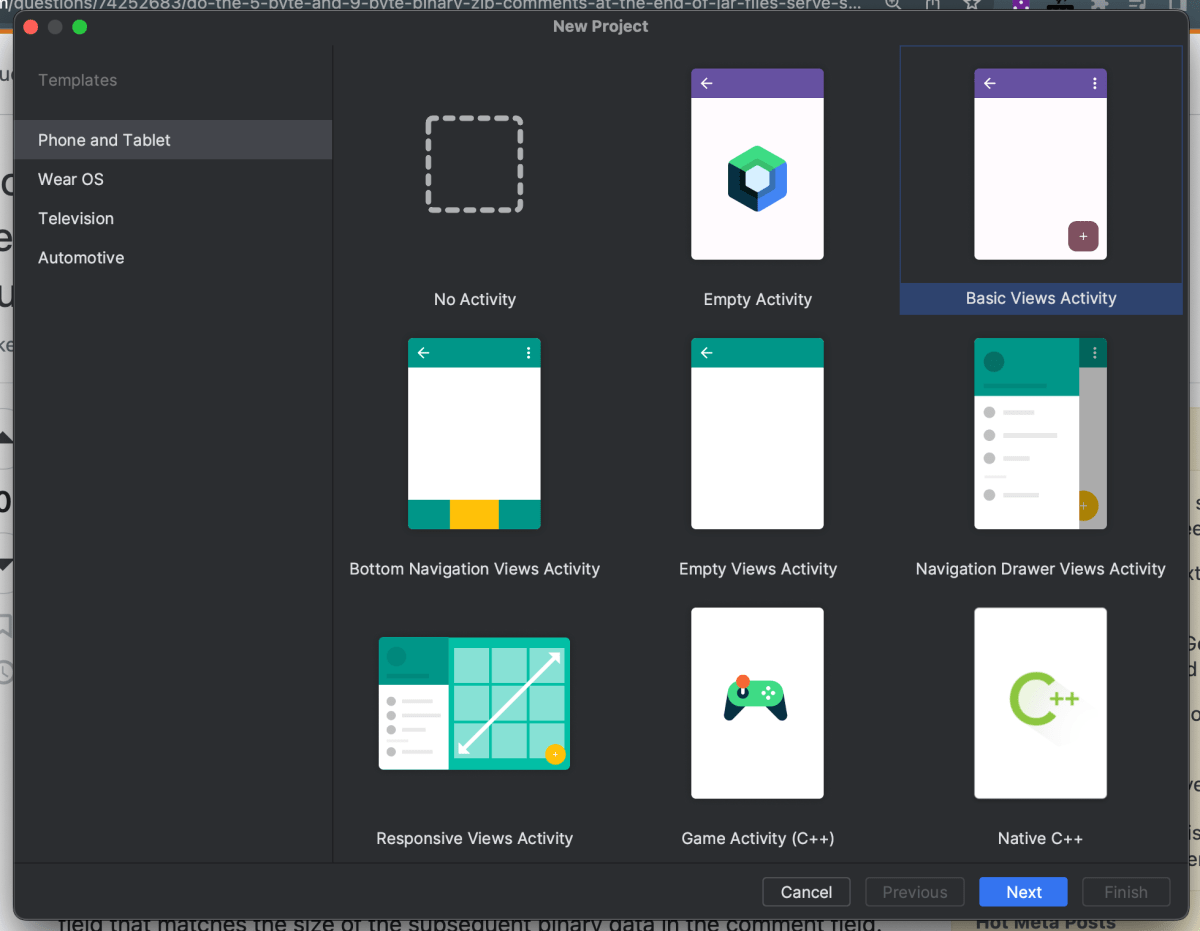 New Project dialog for Android Studio Giraffe | 2022.3.1 Patch 1