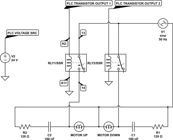 Opto 22's printed circuit series allows. Protecting A Relay Ssr When Driving Ac Window Cover Motor Electrical Engineering Stack Exchange