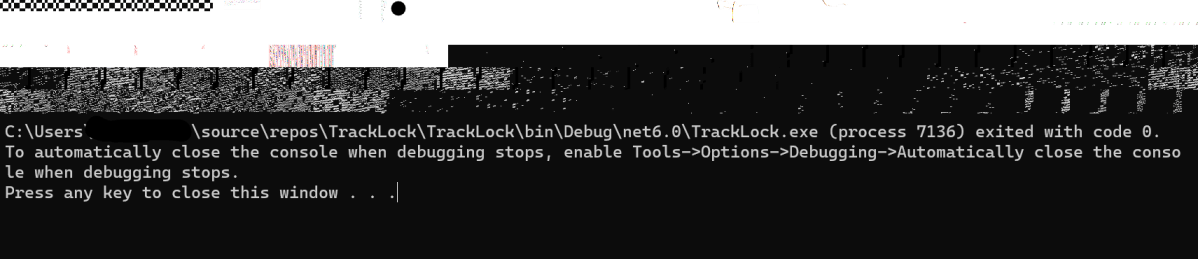 Output of Debugging just stops