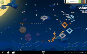 angry bird towards pig bang birds space stars cluster third send center