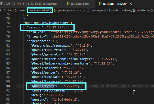 when the npx create-react-app runs successfully, it uses @babel/core@7.22.17